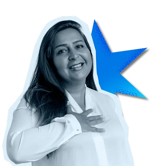 Persona sonriente representando el servicio